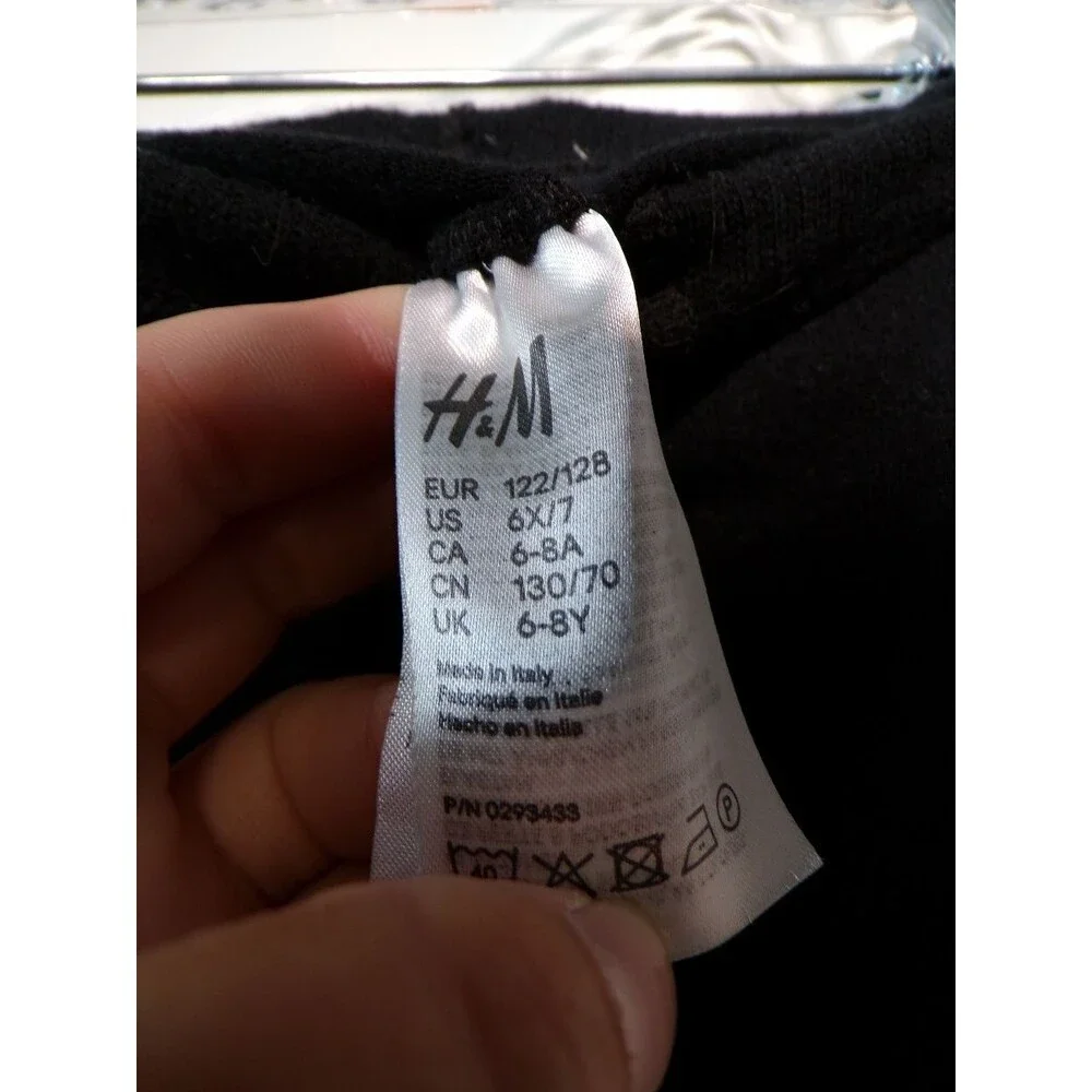 H&M Girls Black Opaque Footed Tights US 6X 7 EUR 122 128 Italy 2 pack